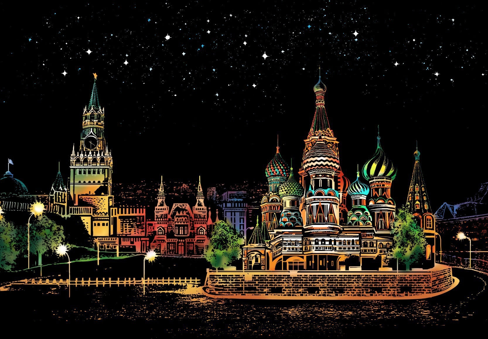 Creative City Night Scene Scratch Painting by Trends Vault