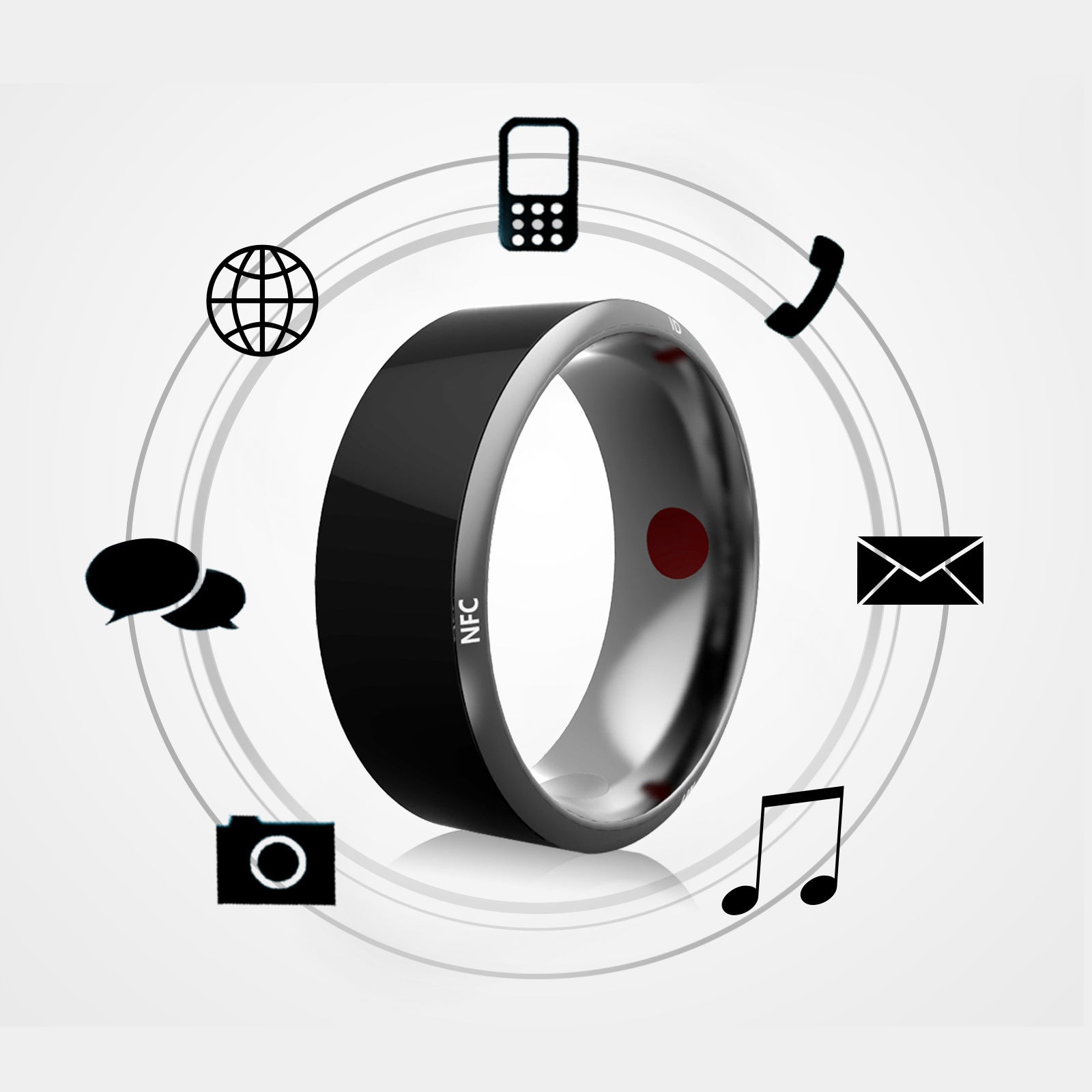 Smart Ring Wearable Device Multifunctional Black High-tech by Trends Vault
