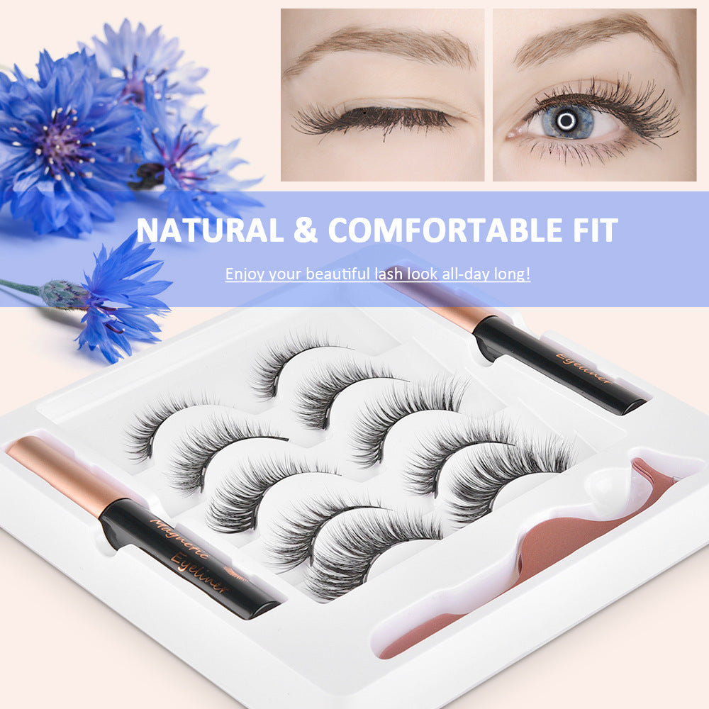 Magnetic False Eyelashes Set With 5 Pairs And 2 Mascaras