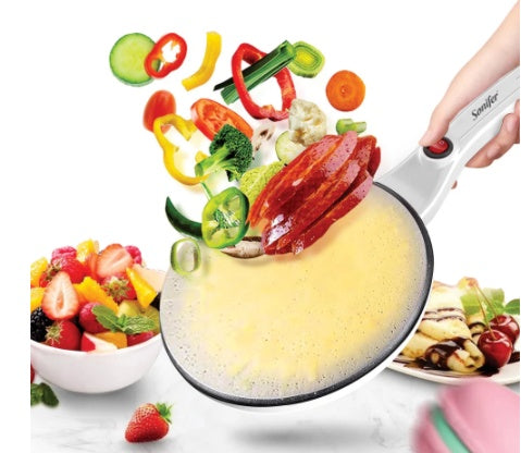 Breakfast Crepe Maker Spherical Non-stick Baking Pan, One Stick, Two Flips by Trends Vault