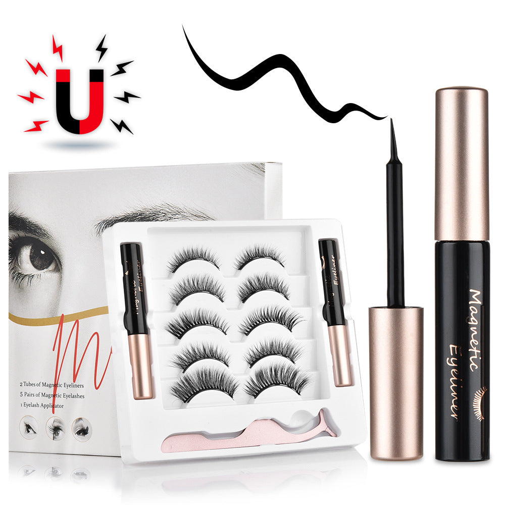 Magnetic False Eyelashes Set With 5 Pairs And 2 Mascaras