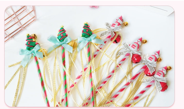 Handmade Tassel Bell Snowman Christmas Hat Fairy Wand