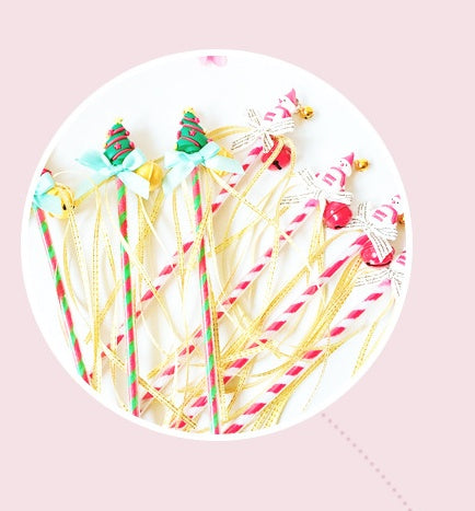 Handmade Tassel Bell Snowman Christmas Hat Fairy Wand